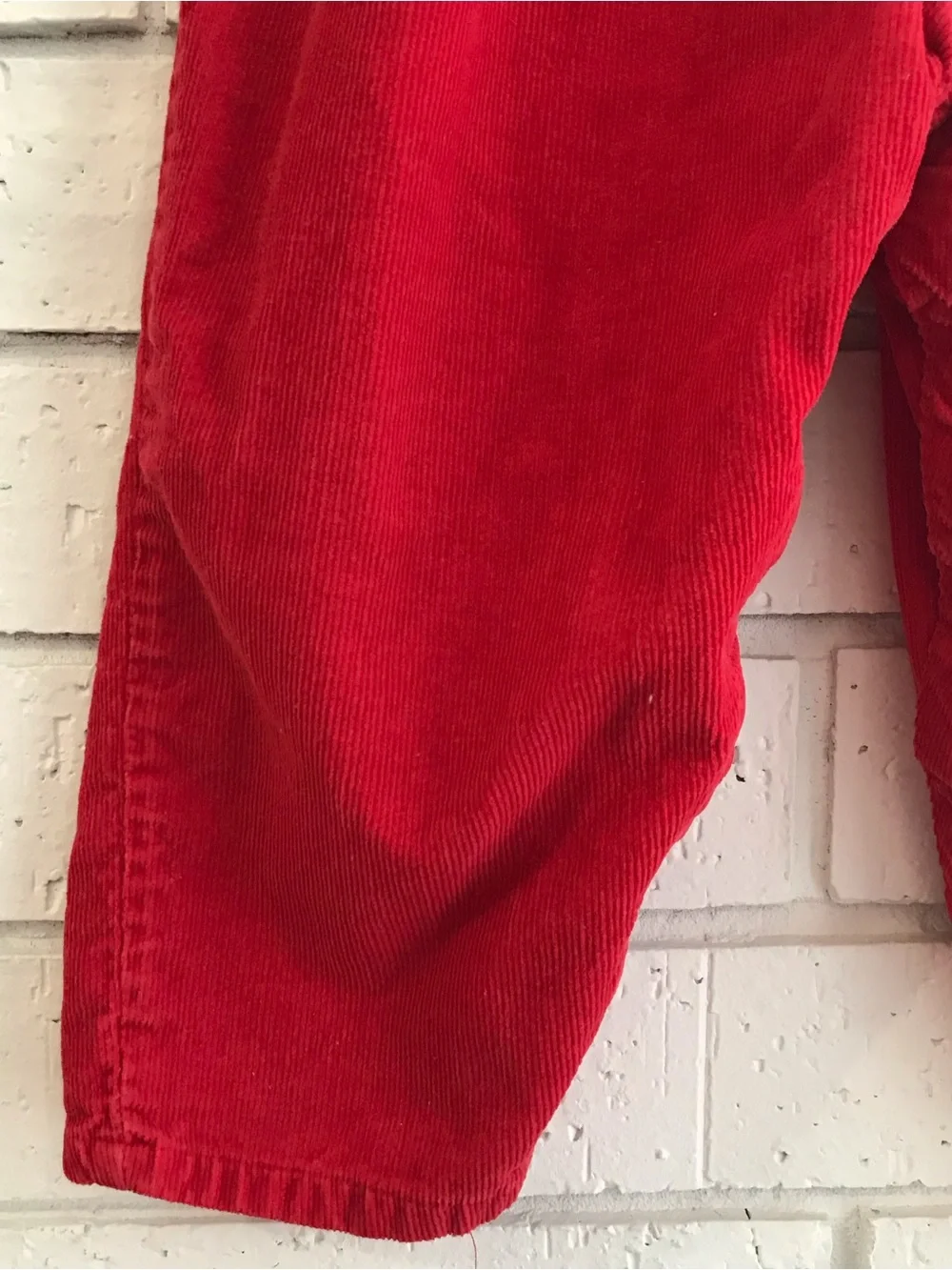 OshKosh B'gosh Red Corduroy Overalls Vestbak Floral Embroidered Vintage
